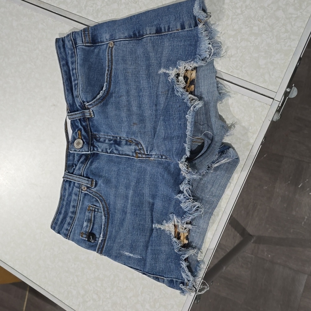 Kancan Denim Shorts Women's Small Blue Distressed - Picture 13 of 15
